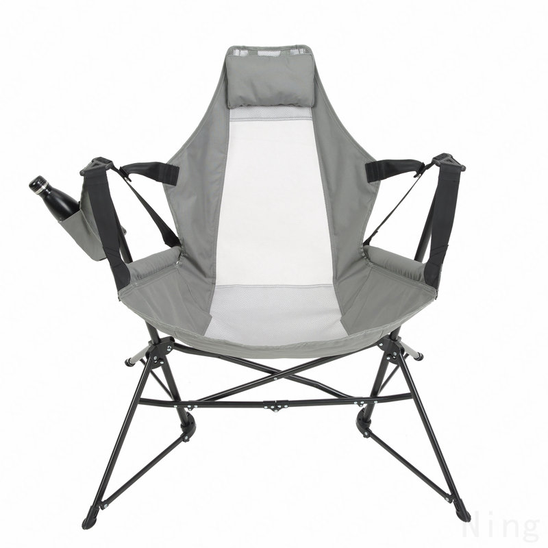 Chaise pliante en acier bleu, Gris
