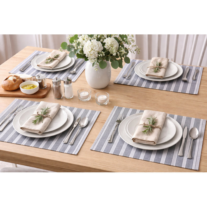 Napperons en coton rayé bleu marine l 14 po x L 20 po, ensemble de 4
