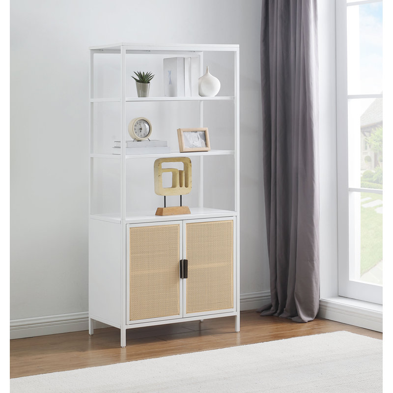 Armoire d'appoint en métal à 3 tablettes Benioff, Noir, noir, noir, noir
