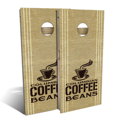 Coffee Bean Sack Cornhole Board Set | Includes (2) Boards, (8) Bags & Optional Accessories