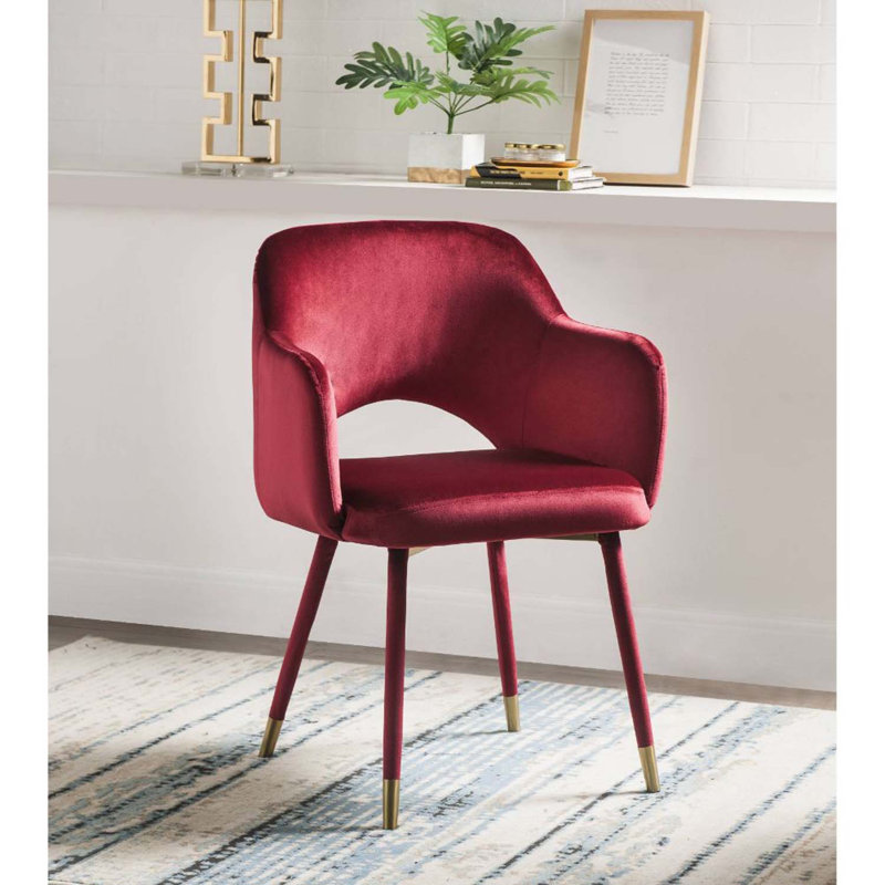 Fauteuil d'appoint, velours bordeaux et or, Rouge