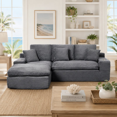 Canapé modulaire en velours côtelé de 98,4 po Boneless