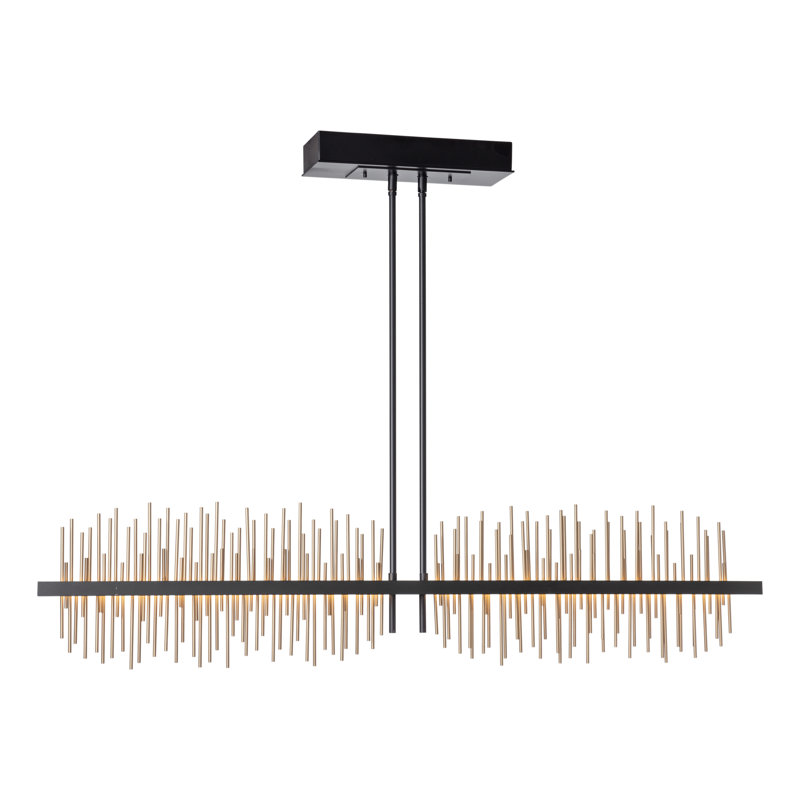 Luminaire suspendu linéaire à 1 lumière pour îlot de cuisine Gossamer, Noir, Or doux