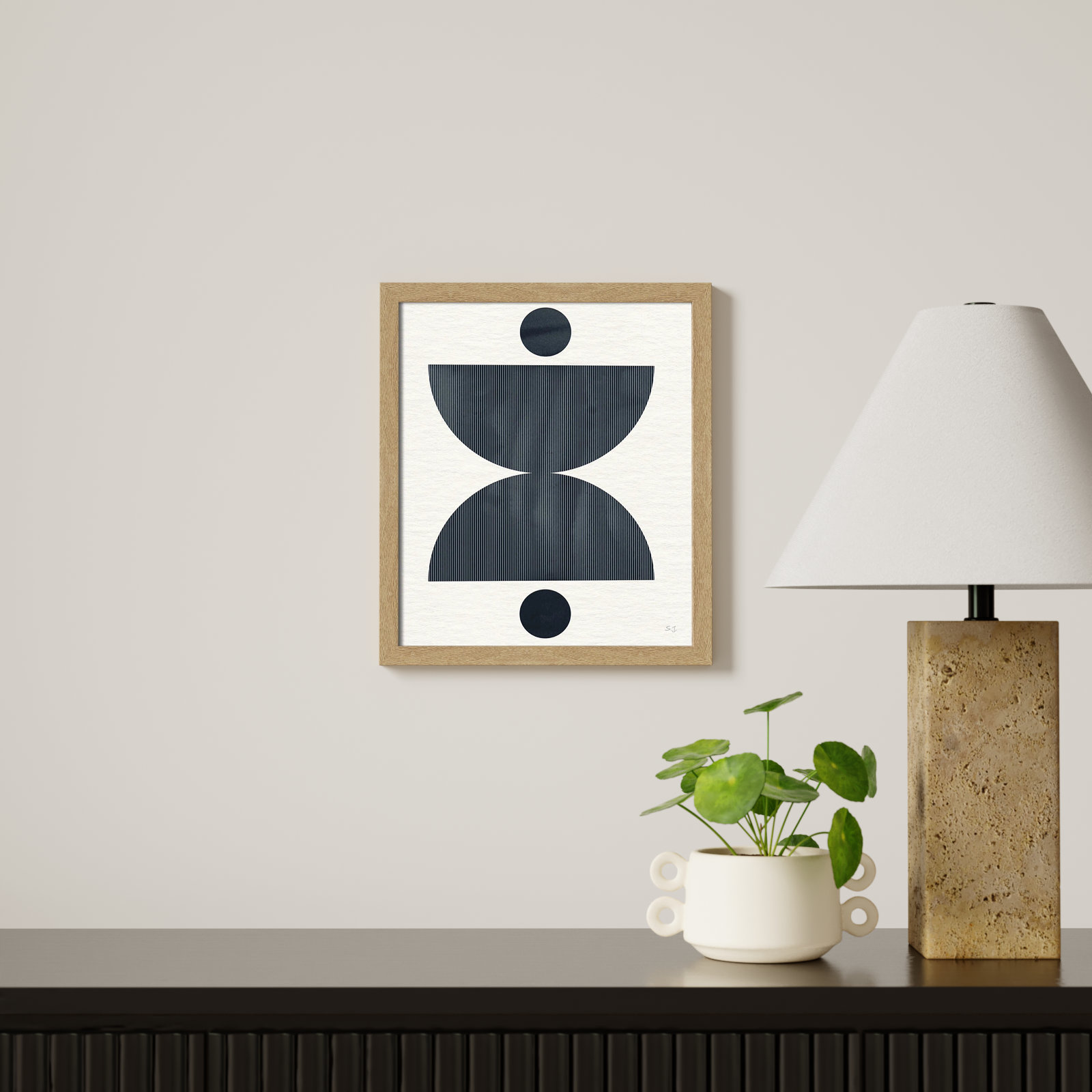 Eclipse II Print by Susan Jill, 15" H x 13" W x 0.75" D, Natural Framed