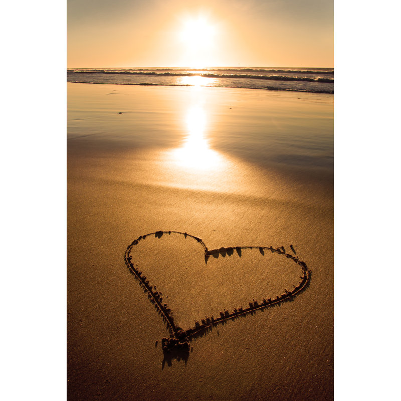 Heart Drawn On Sand - Wrapped Canvas Print, 91cm H x 61cm W x 3.8cm D