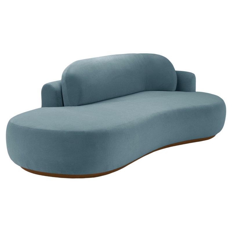 Canapé courbé sans accoudoirs de 96 po, Velours bleu foncé Paris, Brun