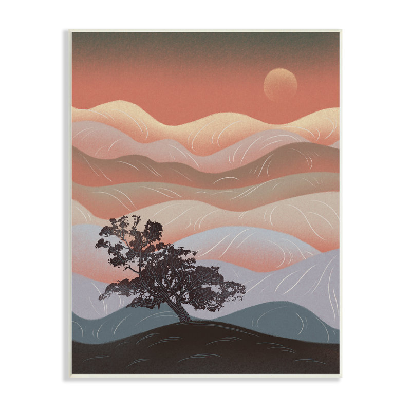 «Savanna Tree Sprout Breezy Desert Dunes At Dawn», ferme surdimensionnée rustique encadrée, estampe numérique par Ziwei Li
