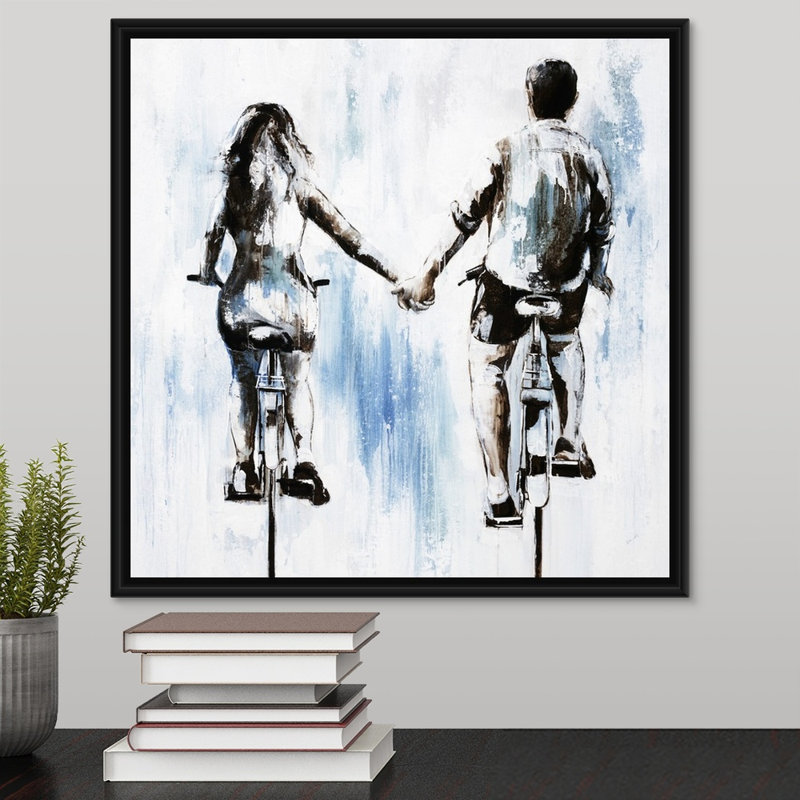 « se déporter sur », peinture sur toile, H 17,7 po x l 17,7 po x p 1,75 po, Cadre flottant noir