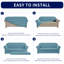 Housse de canapé en jacquard 2 pièces, housse extensible en polyester et spandex pour le salon, protection facile à installer et lavable (causeuse, bleu acier)-1838176919-1838176920