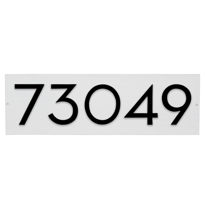 Floating Modern 4" Number Horizontal Address Plaque (5 Digits), White, Black