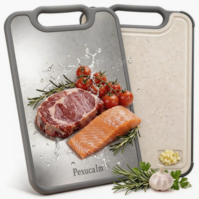 Planche à découper en titane double face pour cuisine Pexucalm, 15,4 po x 10,4 po