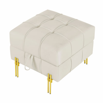 Repose-pieds rectangulaire capitonné en cuir