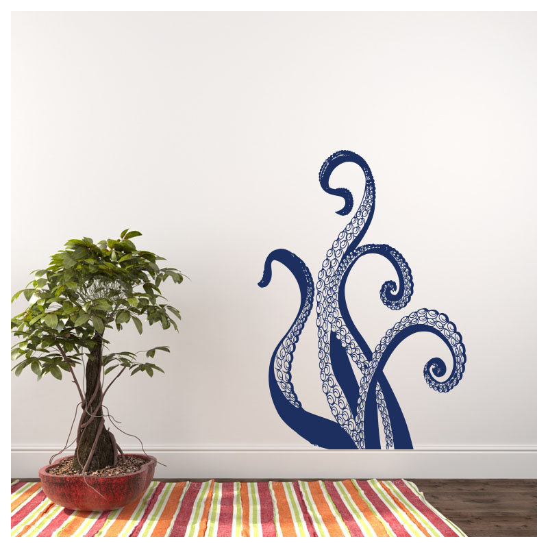 Adhésif décoratif pieuvre, Bleu marine