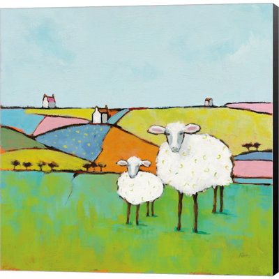 «Sheep in the Meadow» par Phyllis Adams, art mural sur toile