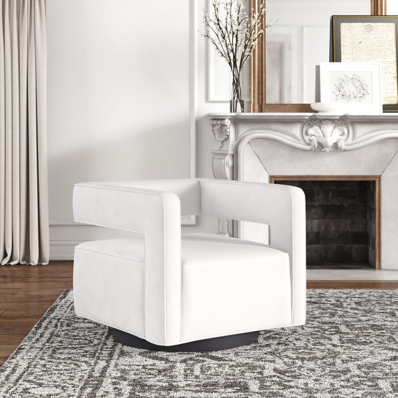 Booth Performance Velvet Swivel Armchair, White