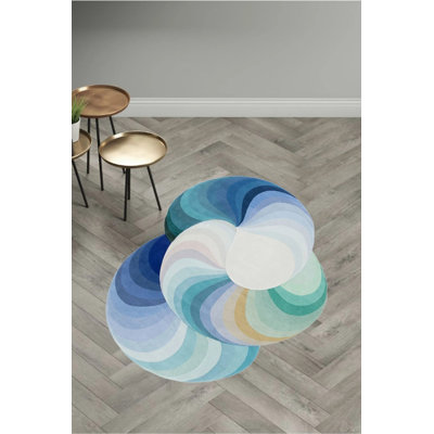 Blue And Its Shades Abstract Oval Carpet