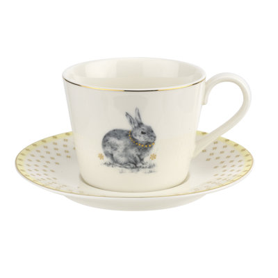 Spode Meadow Lane Teacup & Saucer Yellow 8 Oz
