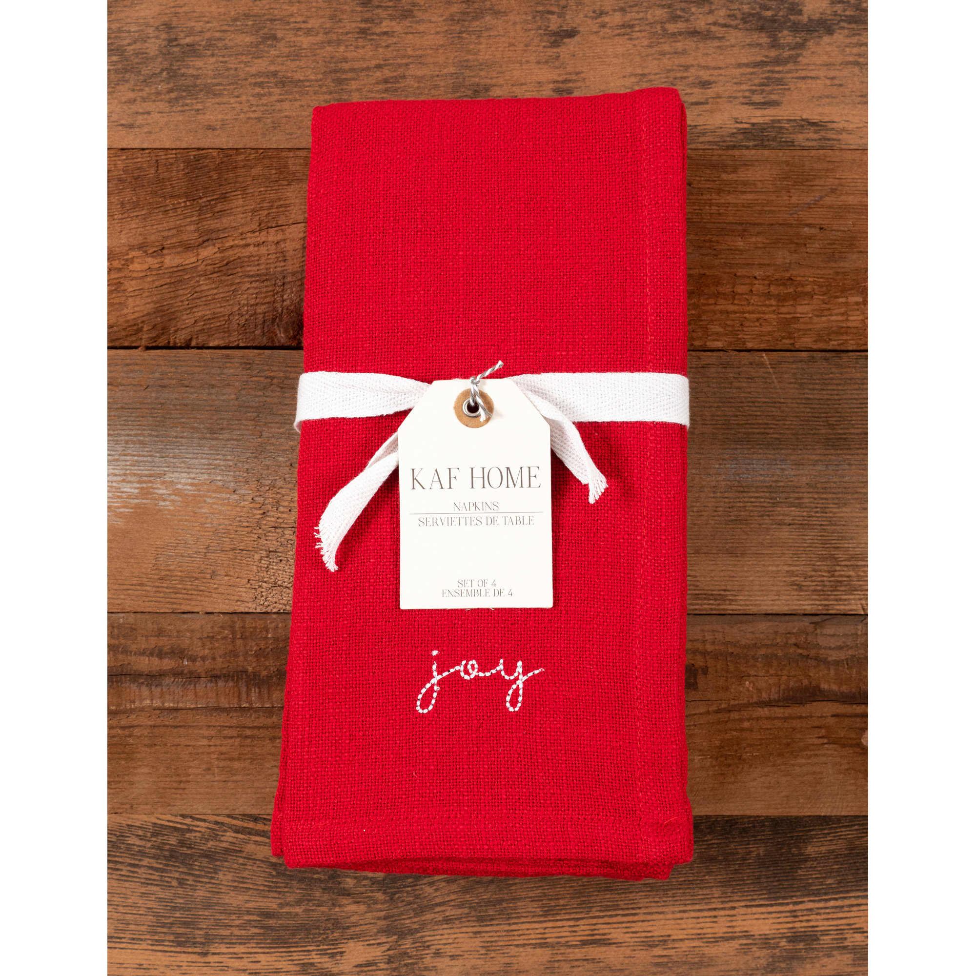 Muriel Napkins, Holiday Red Embroidered Monaco