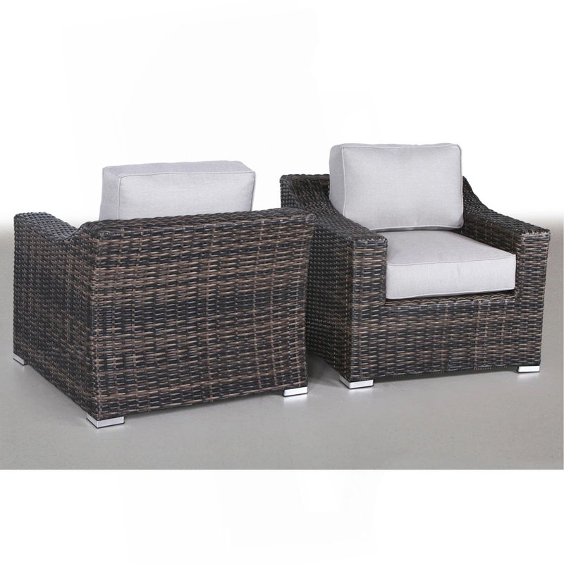 Chaise de patio avec coussins 2, Brun