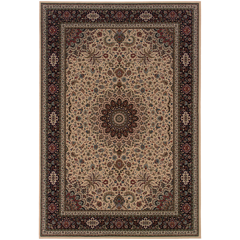 Tapis oriental ivoire / noir Shelburne, Rectangle 4 pi x 5 pi 9 po