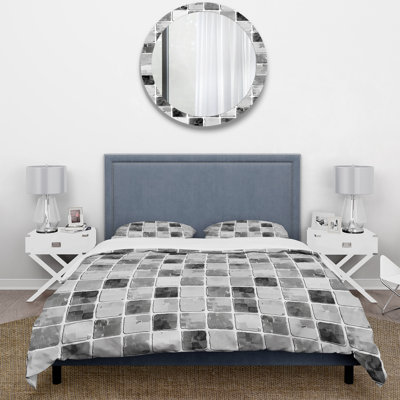 Ensemble de housse de couette gris Midcentury Mosaic Tiles IV - Midcentury