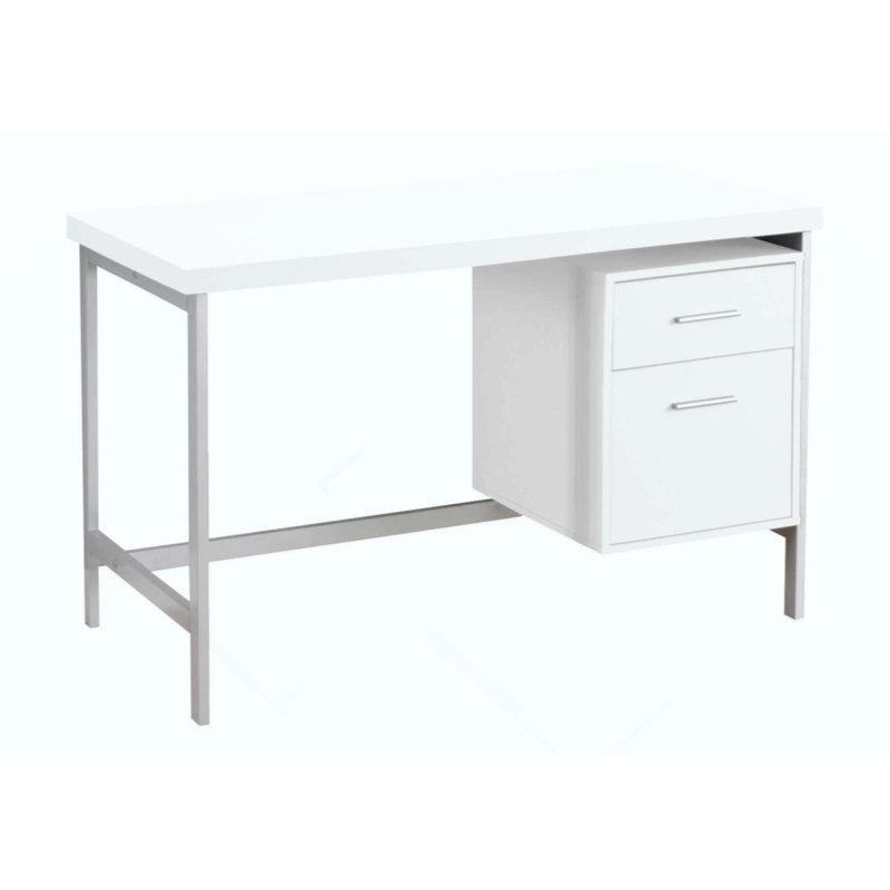 Bureau d'ordinateur, bureau personnel, ordinateur portable, installation à gauche, à droite, tiroirs de rangement, travail, métal, contemporain, moderne