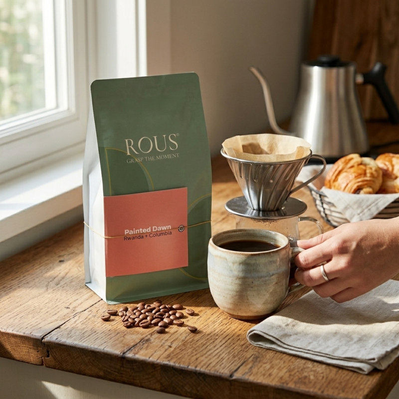 Rous Coffee - Painted Dawn: Rwanda + Colombia Blend – Rich + Smooth Blend