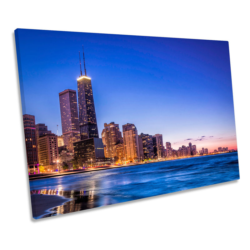 X0872 Chicago Skyline City Illinois - Wrapped Canvas Art Prints, 30.5cm H x 45.7cm W