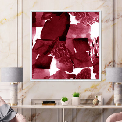 " Abstract Burgundy Strokes On White "