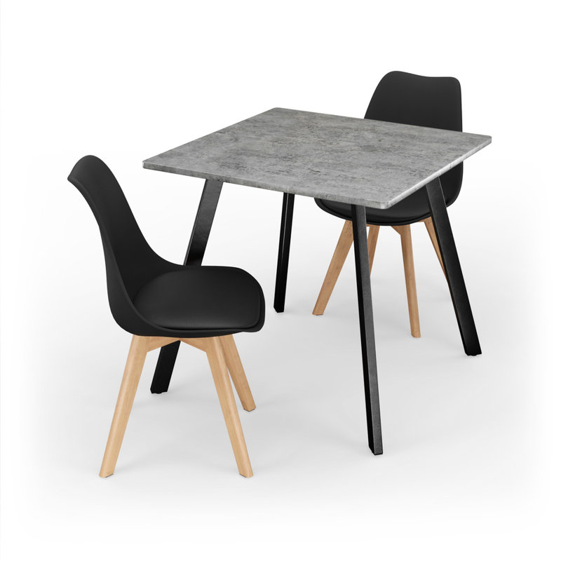 2 - Person Dining Set, Concrete / Black