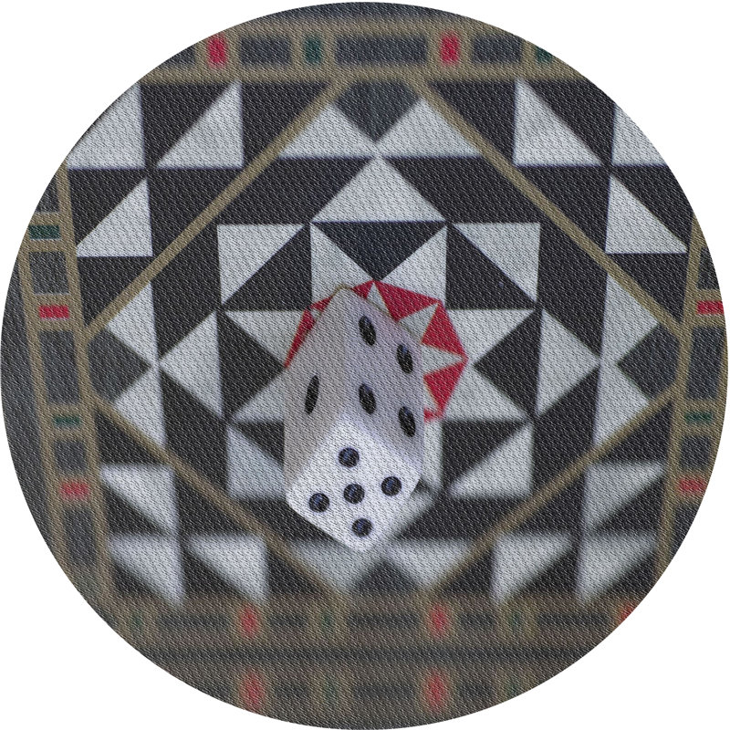 Tapis noir/brun/blanc tissé à la machine, Rond 7 pi