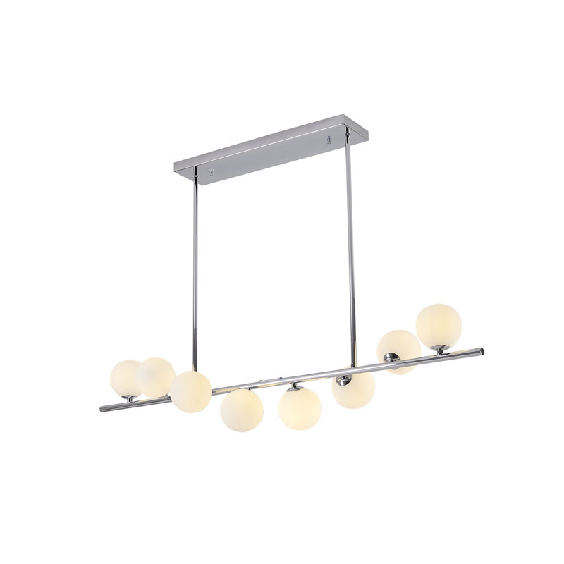 Lustre linéaire moderne en chrome 8 lumières, Chrome