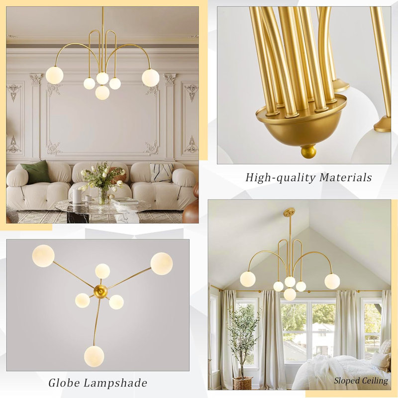 38'' (W) 6 - Light Arched Chandelier With Globe Shade