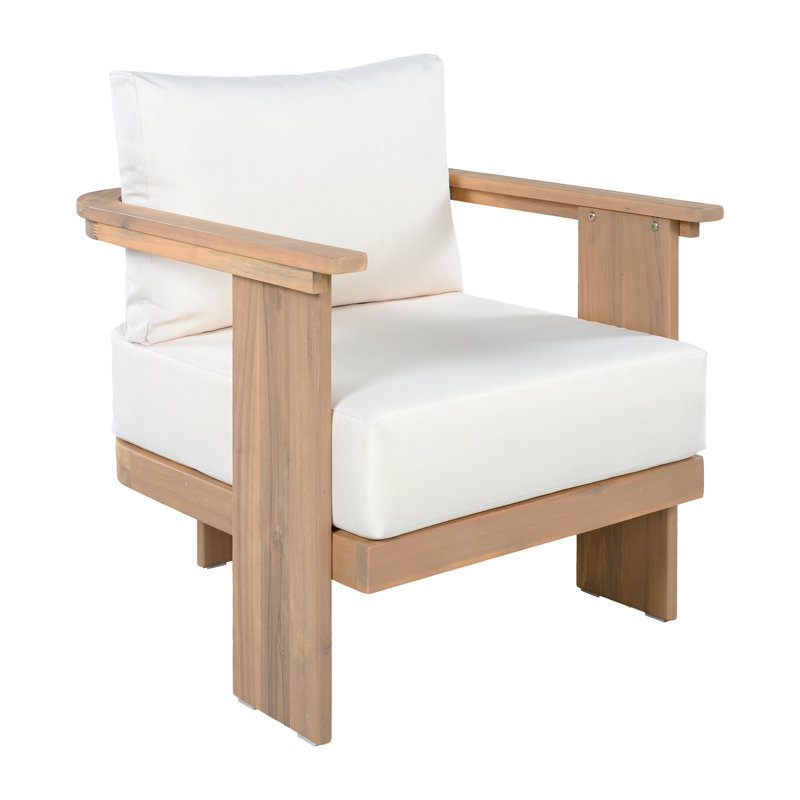 Fauteuil d'appoint d'extérieur en bois d'acacia Burlow, 2