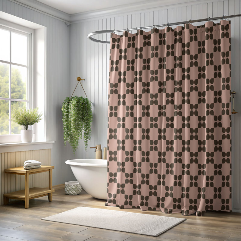 Rideau de douche rose, H 74 po x l 71 po