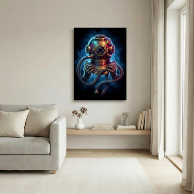 Steampunk Diver Canvas Wall Art Oil Painting Print Set Of 1