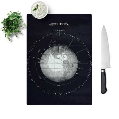 Tempered Glass Celestial Astronomical Chart of Earth Chopping Board