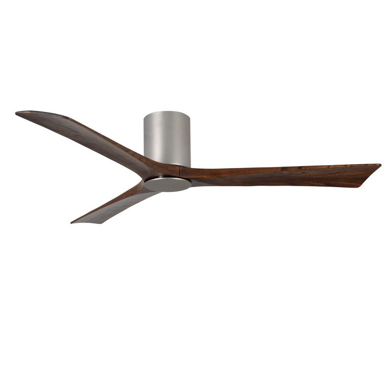 Olivier à 3 pales DEL standard avec ventilateur de plafond et ensemble d'éclairage inclus, Nickel brossé, Noyer, 60"