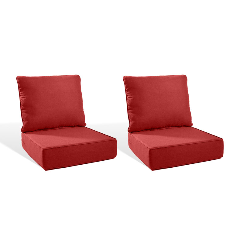 6" Outdoor Cushions For Patio Furniture, 22X24x6 Thick Seat Cushion Set Of 2, Fade Resistant Couch Chair Replacement Cushions High Density Deep Wicker Chair Cushion W/Removable Cover
