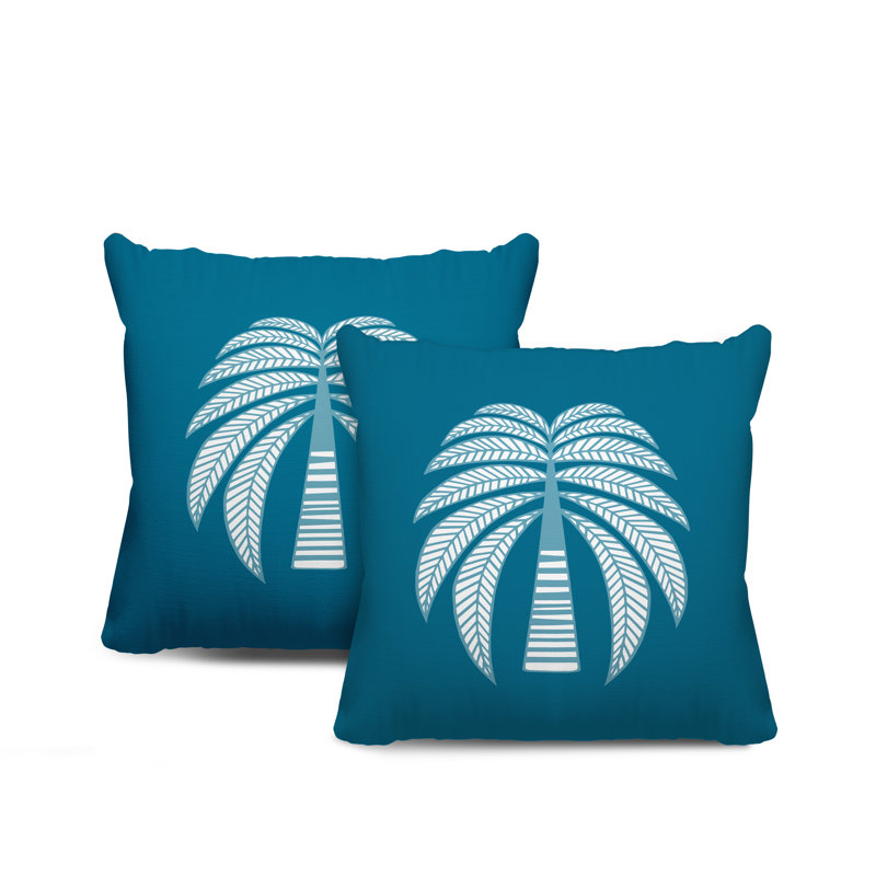 Housse et insert de coussin décoratif intérieur / extérieur en mélange de polyester, L 15 po x H 15 po, Turquoise