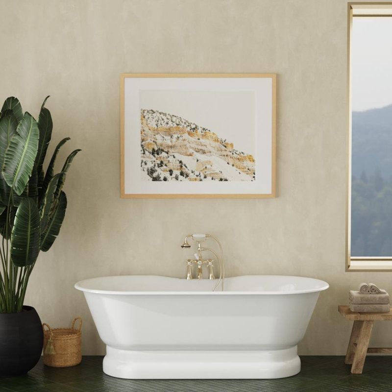 Regal 68'' L Soaking Bathtub, Cast Iron Pedestal Base, White Interior with White Exterior
