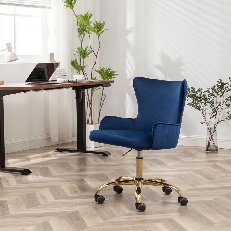 Fauteuil de bureau à oreilles Anzly, Bleu