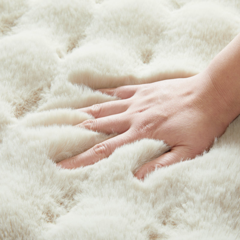 Modern Bubble Textured Shag Area Rug, Cream, Rectangle 120 x 170 cm