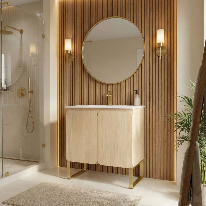 Meuble-lavabo autoportant moderne 30 po avec 2 portes
