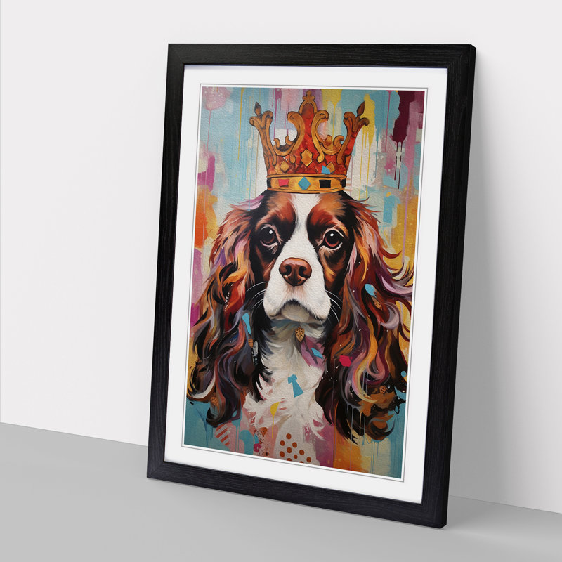 Cavalier King Charles Spaniel Contemporary - Single Picture Frame Print on Wood, 64cm H x 46cm W x 2cm D, Black Framed