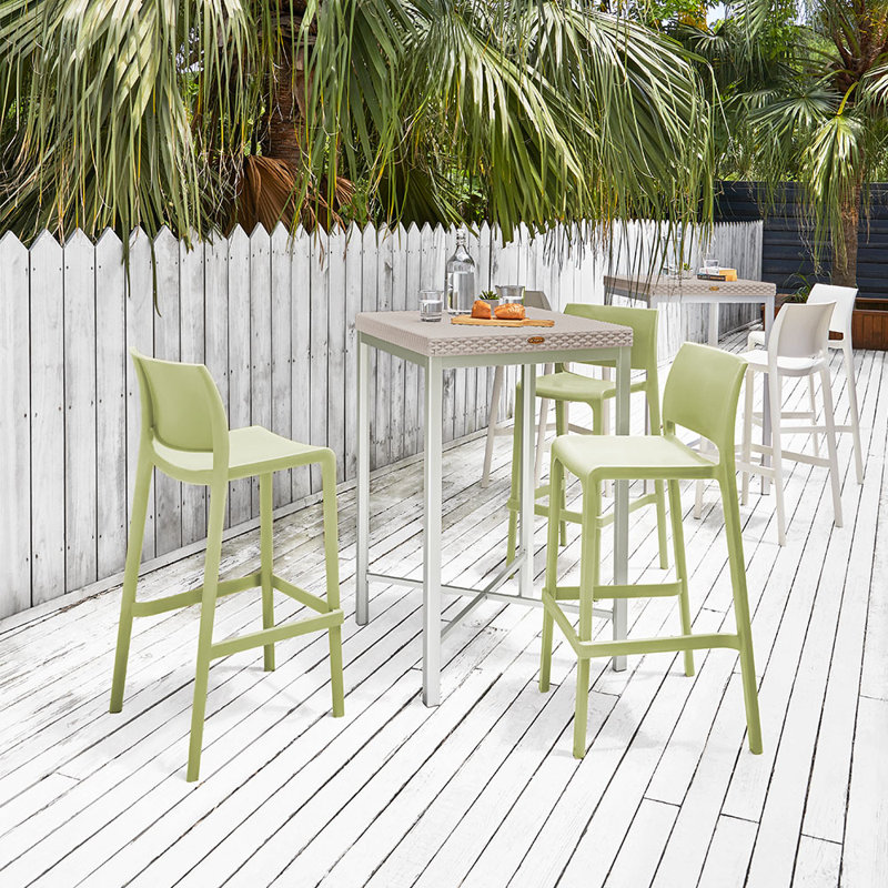 Sensilla Stackable Low Back Stool, Wasabi Green, Bar Stool (29.5” Seat Height)