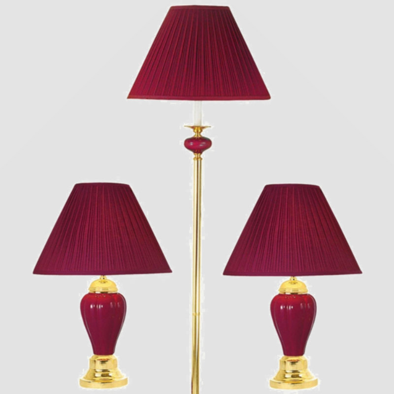 Aaronjosh 64'' Column Floor Lamp, Burgundy