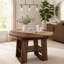 Table de salle à manger extensible ronde 43,3 "à 59" pour 4-6, table de cuisine ronde à ovale avec rallonge rabattable intégrée, base stable en H et tablette de rangement, noyer