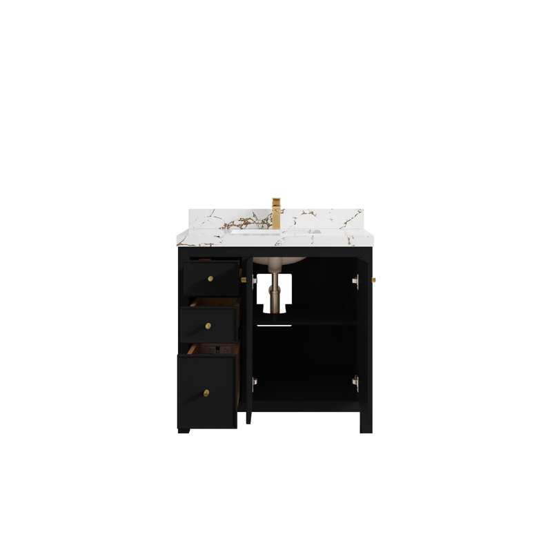 Ensemble de meuble-lavabo simple 36 po Chicago, Doré Viola