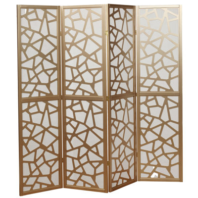 Giyano 4 Panel Screen Room Divider, Gold